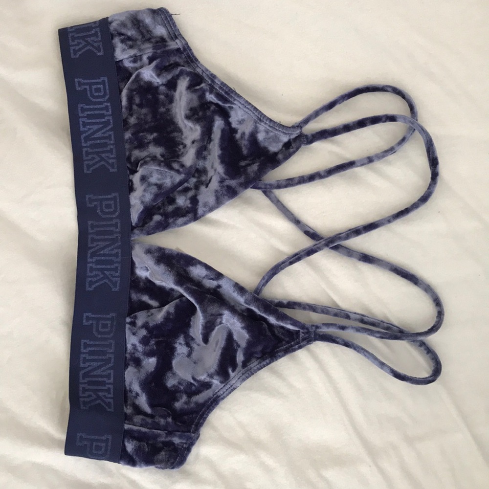 cross back velvet VS pink bralette